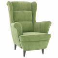 vidaXL Kreslo wingback s podnožkou bledozelené zamatové