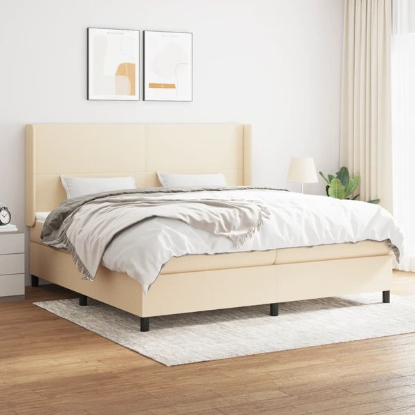vidaXL Boxspring posteľ s matracom krémová 200x200 cm látka
