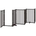 vidaXL Brána pre psa dvere sklad. 9-panel. čierna 450cm topoľové drevo
