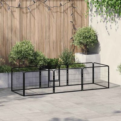 vidaXL Oceľová ohrádka pre psov s 8 panelmi 60x80 cm čierna