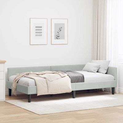 vidaXL Rohový rám postele Svetlosivá 90 cm x 190 cm Zamat
