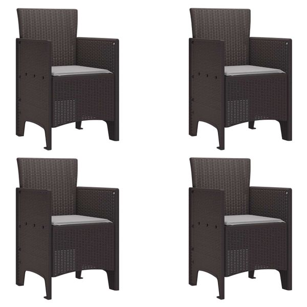 vidaXL Záhradná stolička 4 pcs Hnedá 53 x 49 x 85 cm Polypropylén