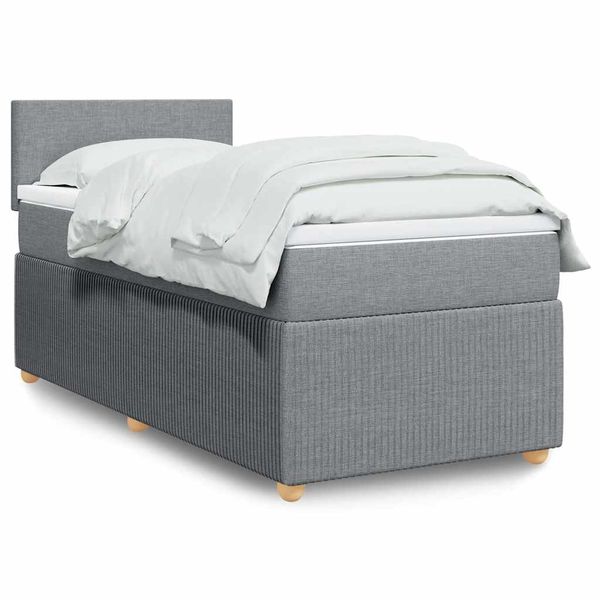 vidaXL Posteľný rám boxsping s matracom bledosivý 90x190 cm látka