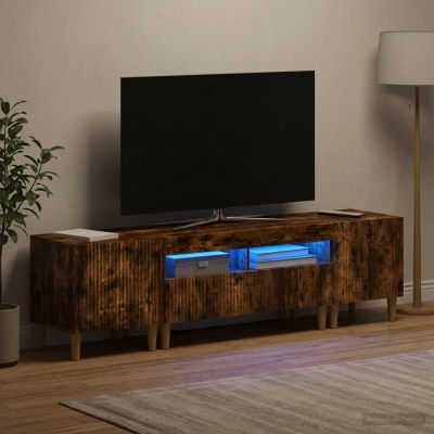 vidaXL 3-dielny LED TV stolík ARNHEM 3 ks Dymový dub Kompozitné drevo