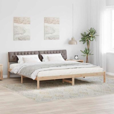 vidaXL Rám postele Hnedá a taupe 200 x 200 cm Borovicový masív
