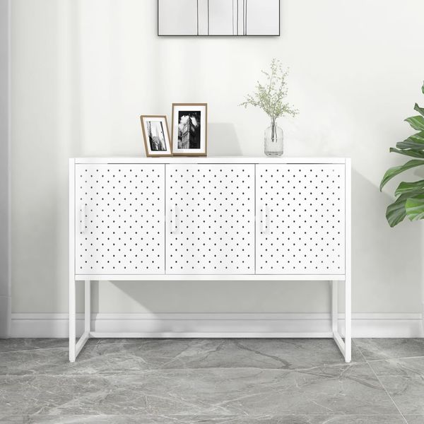 vidaXL Komoda biela 105x35x75 cm oceľ