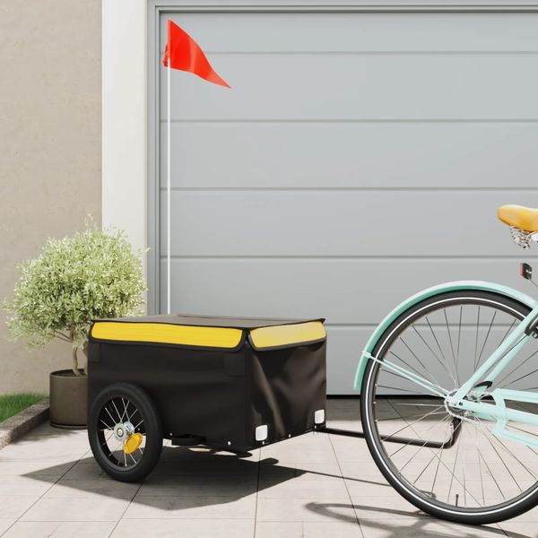 vidaXL Príves za bicykel čierno-žltý 30 kg železo
