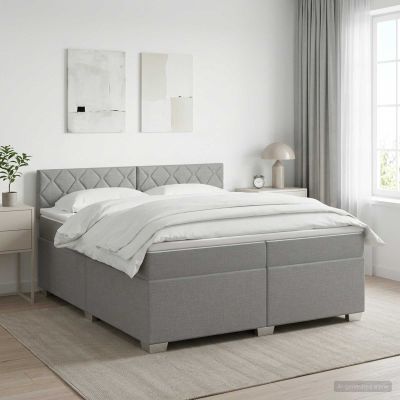vidaXL Posteľ boxspring s matracom Svetlosivá 200 x 200 cm Látka