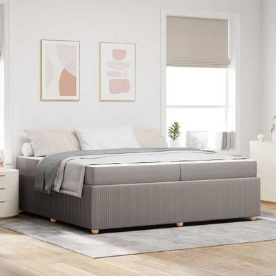 vidaXL Rám postele Sivohnedá 200 x 200 cm látka