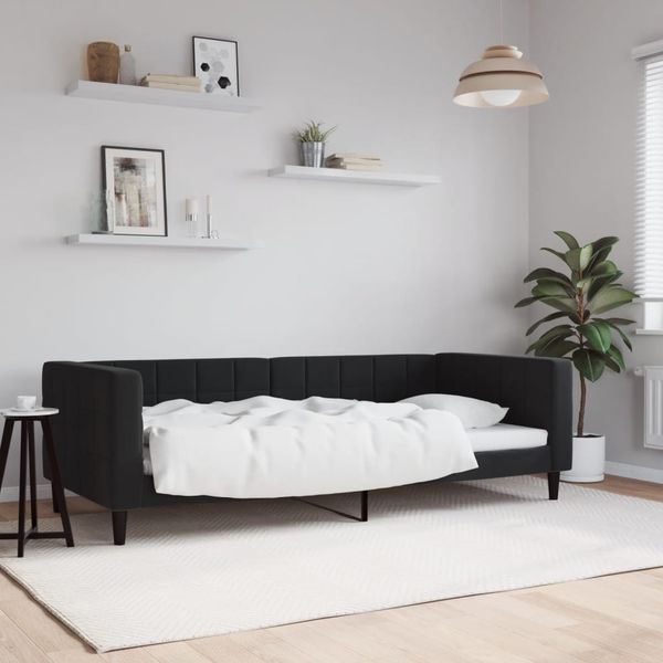 vidaXL Denná posteľ čierna 90x200 cm zamat