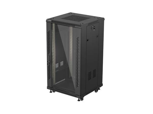 LANBERG INŠTALAČNÝ SKRIŇOVÝ ROZVADEČ 19'' 22U 600X600 ČIERNE SKLENENÉ DVERE (PLOCHÉ BALENIE)