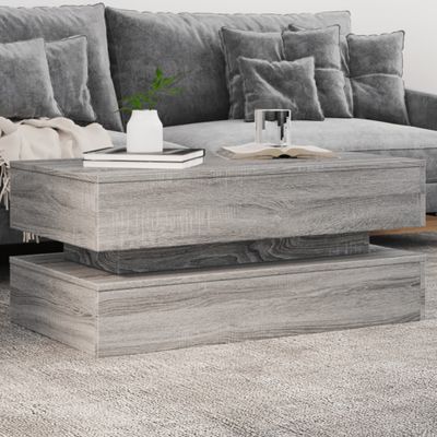 Konferenčný stolík vidaXL s LED svetlami sivý sonoma 90x50x40 cm