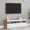 vidaXL TV skrinky s LED svetlami 2 ks biele a dub sonoma 60x35x40 cm