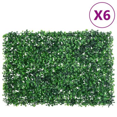 vidaXL Umelý plot z listových kríkov 6 ks zelený 40x60 cm