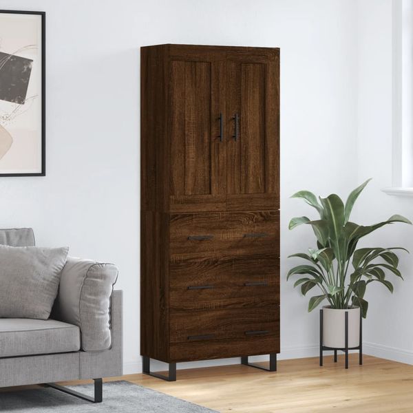 vidaXL Vysoká skrinka hnedý dub 69,5x34x180 cm spracované drevo