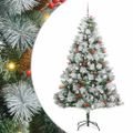 vidaXL Umelý vianočný stromček Zelená a biela 210 cm PVC, kov a plast
