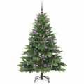 vidaXL Umelý vianočný stromček s 150 LED-i Zelená 150 cm PE a PVC