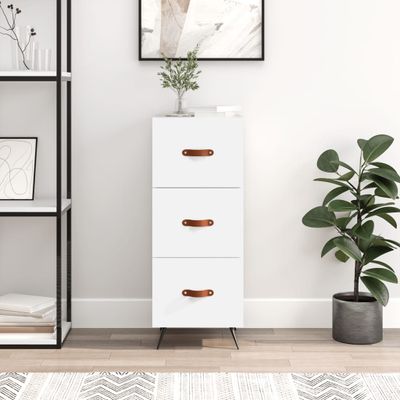vidaXL Komoda biela 34,5x34x90 cm spracované drevo