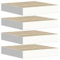 vidaXL Plávajúce nástenné police 4 ks dub a biele 23x23,5x3,8 cm MDF