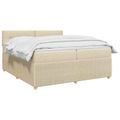 vidaXL Posteľ boxspring s matracom Krémová 200 x 200 cm Látka