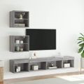 vidaXL 5-dielne TV nástenné skrinky s LED sivé sonoma kompozitné drevo
