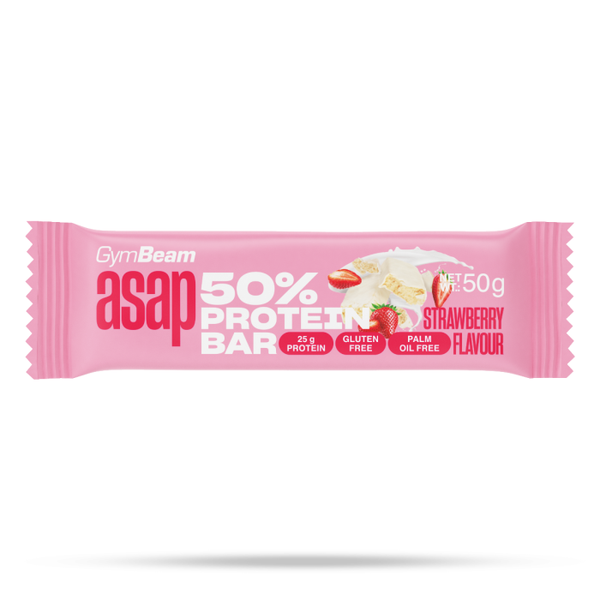 ASAP 50% Protein Bar – GymBeam, jahoda, 50 g