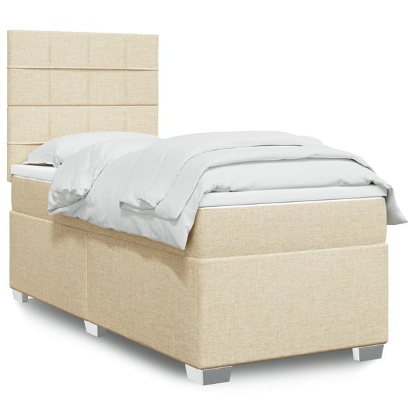vidaXL Posteľný rám boxsping s matracom krémový 80x200 cm látka