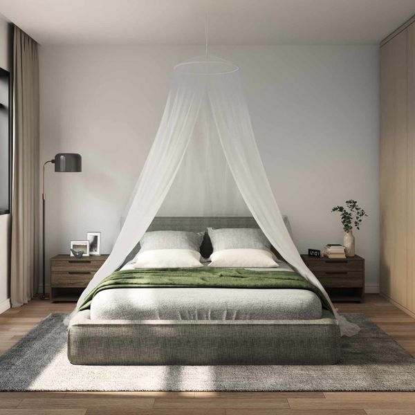 vidaXL Sieť proti komárom na posteľ 3 pcs 156 mesh Biela ⌀56 x 220 cm