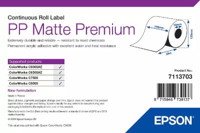 EPSON PP Matná etiketa Premium, súvislá rola, 105 mm x 55 m