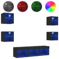 vidaXL 7-dielne TV nástenné skrinky s LED čierne kompozitné drevo