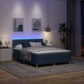 vidaXL LED box s pružinami s vankúšom Modrá 140 x 200 cm látka
