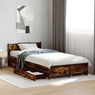 vidaXL Rám postele s čelom Dymový dub 80 x 200 cm Kompozitné drevo