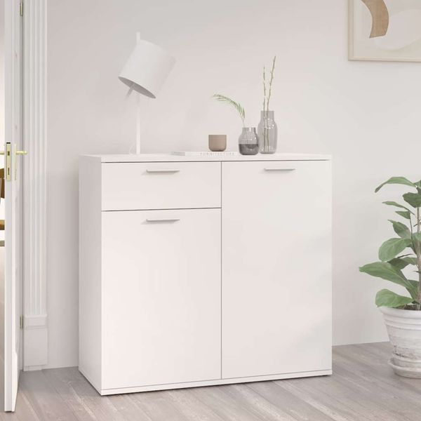 vidaXL Komoda, lesklá biela 80x36x75 cm, kompozitné drevo