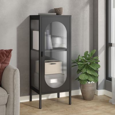 vidaXL Komoda čierna 40x35x105 cm sklo a oceľ