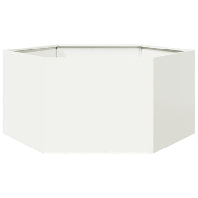 vidaXL Záhradný kvetináč, biely, šesťhran 104x90x45 cm, oceľ