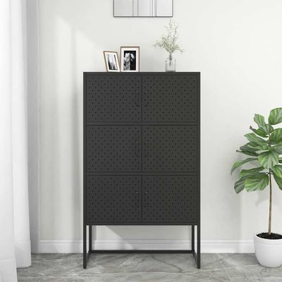 vidaXL Vysoká skrinka čierna 80x35x135 cm oceľ