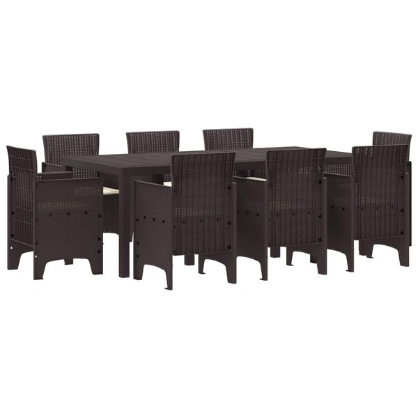 vidaXL Záhradný jedálenský set 9 pcs Hnedá Polypropylén