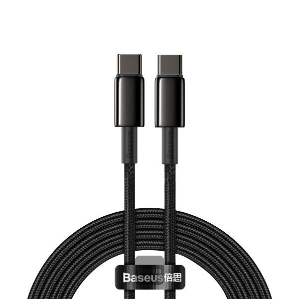 Baseus dátový kábel Tungsten Gold USB-C/USB-C 2m 100W čierny