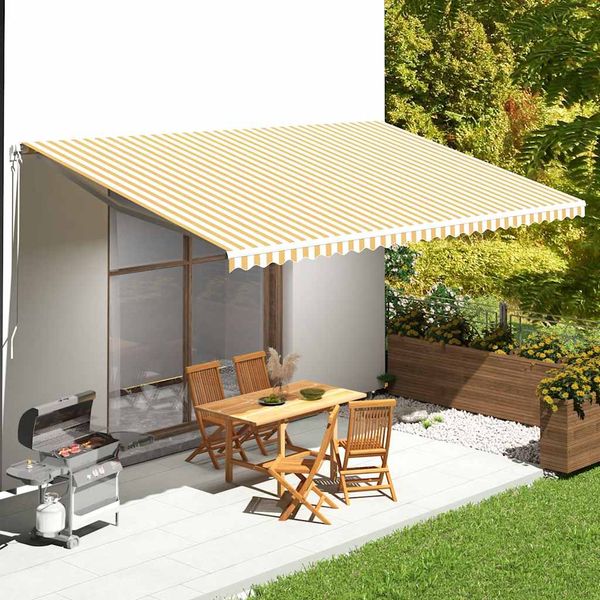 vidaXL Náhradná látka na markízu žlto-biela 6x3,5 m