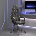 vidaXL Otočná herná stolička s podnožkou čierna a maskáčová umelá koža