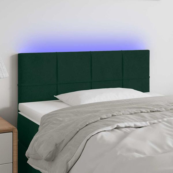 vidaXL Čelo postele s LED tmavozelené 80x5x78/88 cm zamat