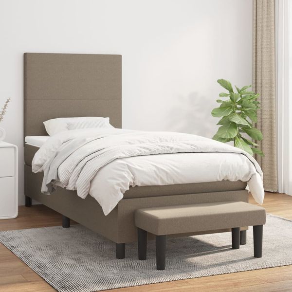 vidaXL Posteľný rám boxsping s matracom sivohnedý 90x200 cm látka