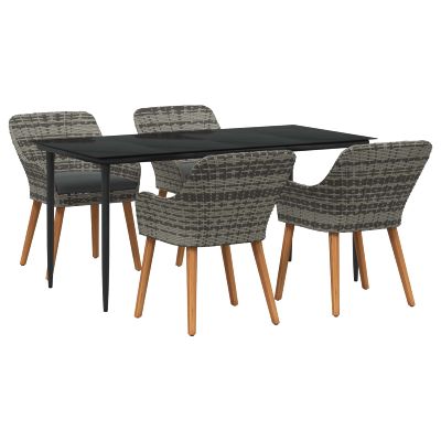 vidaXL Záhradný jedálenský set s vankúšom 5 pcs Sivá polyratan
