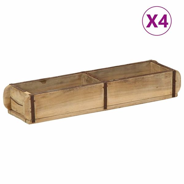 vidaXL Podnos 4 pcs Hnedá 57 x 15 x 9 cm Masívne obnovené drevo