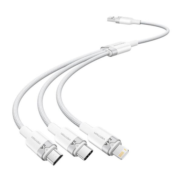 Kábel USB 2.0 A na 3v1 3A Vention CTPWG 1,5 m (biely)