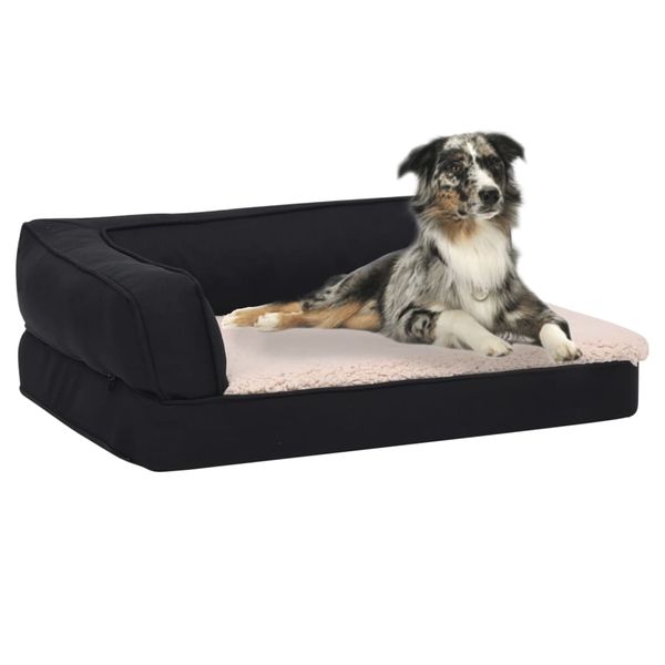 vidaXL Ergonomický matrac pre psa 90x64 cm ľanový vzhľad flís čierny