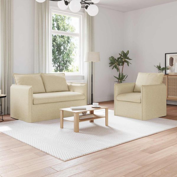 vidaXL Sada pohoviek 2 pcs Krémová 136 x 82 x 85 cm Látka