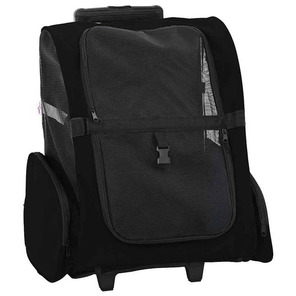 vidaXL Vozík pre domáce zvieratá 3 v 1 dizajn čierny 48x32x(57-106) cm oxfordská látka