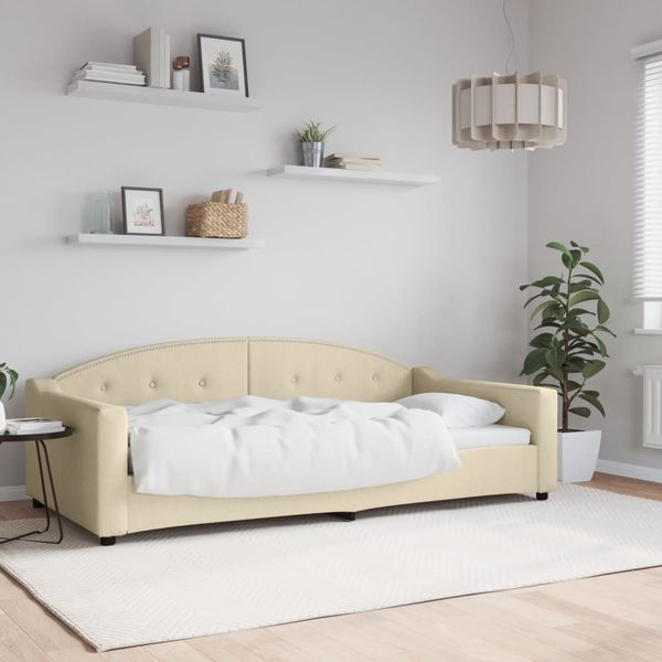 vidaXL Denná posteľ krémová 100x200 cm látka
