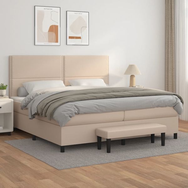 vidaXL Boxspring posteľ s matracom kapučínová 200x200 cm umelá koža
